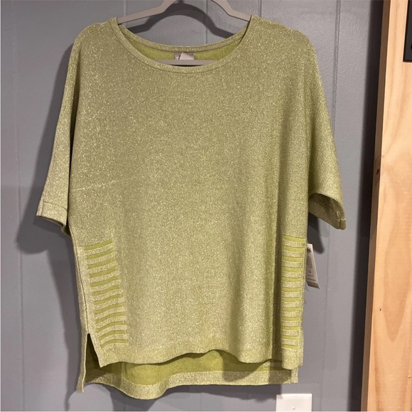 NWT Chicos Size 0 Pullover Sweater Shimmer Grasshopper Green 3/4 Sleeve NEW $99 - Picture 1 of 7